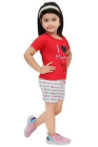 Cotton Blend Half Sleeves T-shirt  Half Pant For Girls/ Boys-thumb2