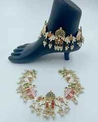 Traditional Rajwadi Handmade with Meenakari Gold Plated Doli Payal-thumb2