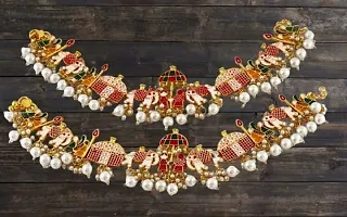 Traditional Gold-Plated Dulhan Bridal Rajasthani Rajputi Royal Rajwadi meenakari Doli Barat bridal Payal/Pajeb/Anklets with hanging white pearls for Women and Girls-thumb2