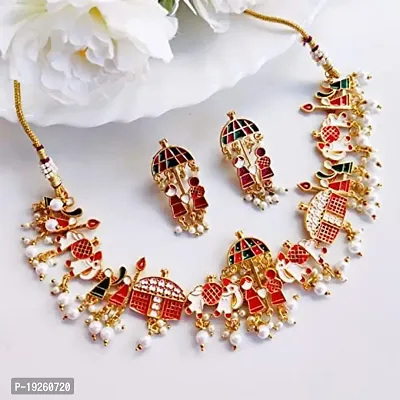 Fashion Jewellery present Rajwadi Choker/ Rajwadi patiya/Rajputi har/rajputi necklace/har/necklace /one necklace two earrings/royal necklace/Rajwadi set-thumb0