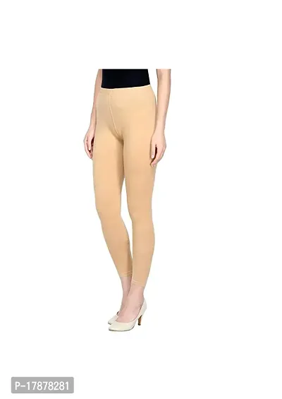 Fabulous Beige Lycra Solid Leggings For Women-thumb0