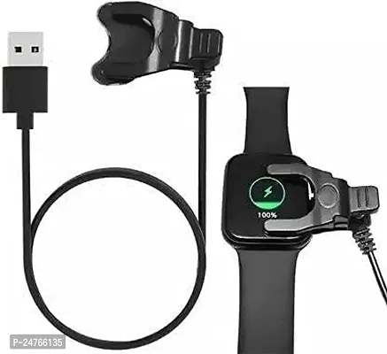 Go Shops Smartwatch Charger Universal Clip 2-Pin Cable, Smart Watch Fire Bolt Ring Charger Cable For W26, W26Plus, T500, T55, Noise Colour Fit Pro 4 3 2 Smart Watch, Fitness Band (Black)-thumb0