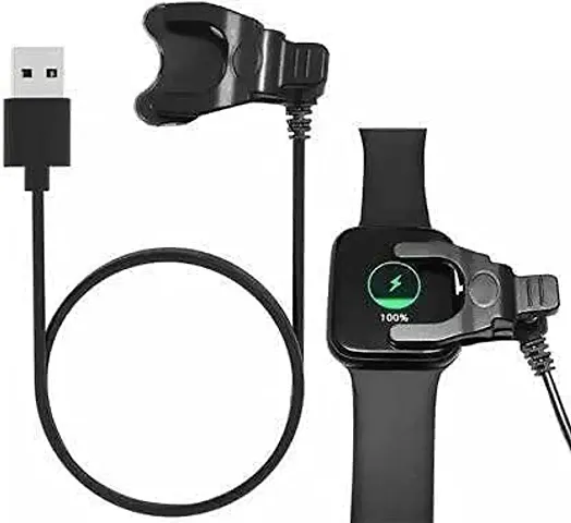 Go Shops Smartwatch Charger Universal Clip 2-Pin Cable, Smart Watch Fire Bolt Ring Charger Cable For W26, W26Plus, T500, T55, Noise Colour Fit Pro 4 3 2 Smart Watch, Fitness Band (Black)