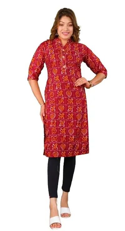 Stylish Red Art Silk Kurta For Women