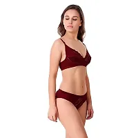 Yatika Fashion Womens Cotten Net Bra and Penty Non Padded Non Wired Full Cup Cotten Bra for Women Daily Use (36, Maroon)-thumb2