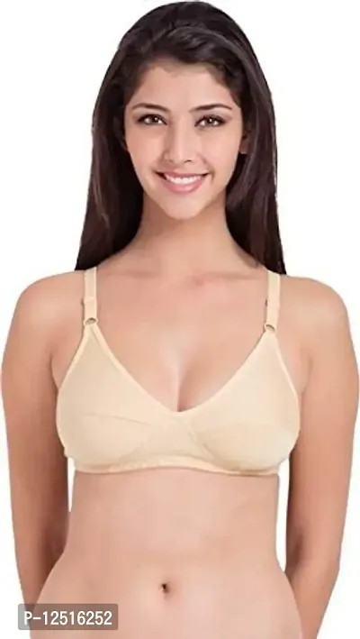 YATIKA Fashion Non-Padded Non-Wired Full Cup Cotton Bra for Women Daily use (30, Skin1 and White 2)-thumb2