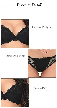 Yashika Fashion net and Cotton Bra and Panty Combo (38, Black)-thumb3