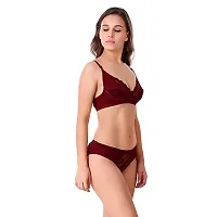 Yashika Fashion net and Cotton Bra and Panty Combo (38, Maroon)-thumb1