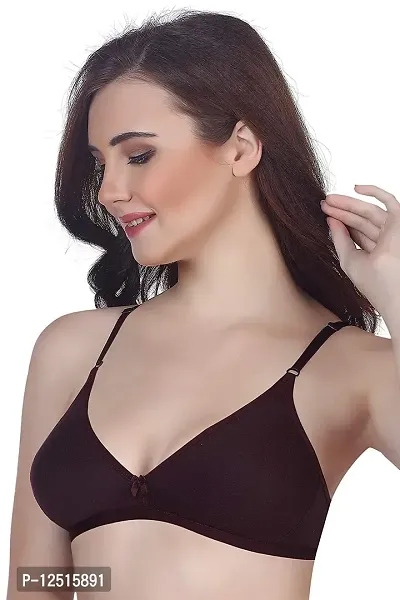 Yatika Fashion Non-Padded Non-Wired Full Cup Cotton Bra for Women Daily Use Color (30, Brown)-thumb3