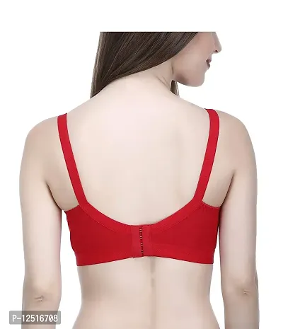 Yatika Fashion Non-Padded Non-Wired Full Cup Cotton Bra for Women Daily Use Color (34, Red)-thumb3