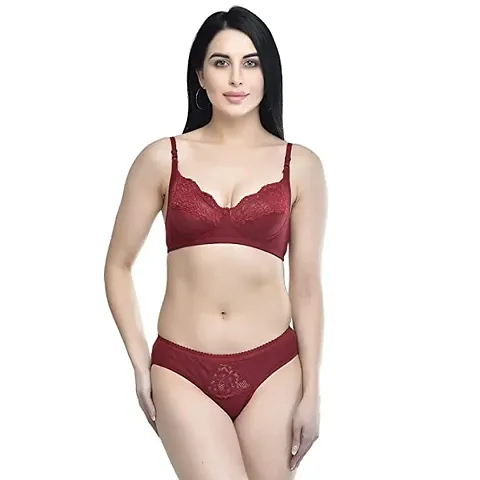 Yatika Fashion Womens Cotten Net Bra and Penty Non Padded Non Wired Full Cup Cotten Bra for Women Daily Use