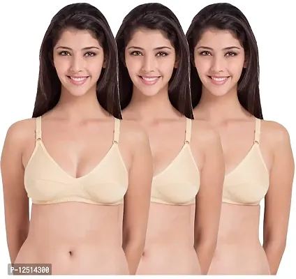 Yatika Fashion is My Style Cotton Bra Non-Padded Non-Wired Bra for Women Combo Pack Girls Everyday Bra, (32, Skin)(Set of 3)