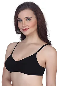 Yatika Fashion Non-Padded Non-Wired Full Cup Cotton Bra for Women Daily Use Color (40, Black)-thumb2