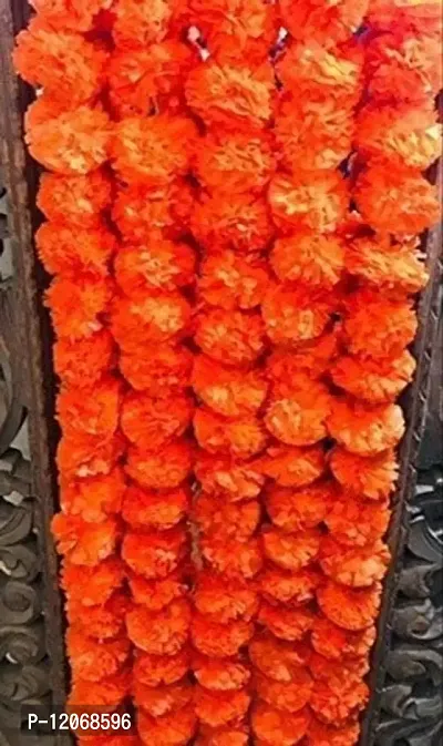 The Trends Set of 5 Garland of Artifical Marigold Flower/ Gende ke phool ki mala for Decoration of Home/Shop/Office/Gates/Temples/ on Diwali/Durga Pooja/Navratri/dussehra/Marriages - (Orange)