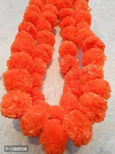 The Trends Set of 5 Garland of Artifical Marigold Flower/ Gende ke phool ki mala for Decoration of Home/Shop/Office/Gates/Temples/ on Diwali/Durga Pooja/Navratri/dussehra/Marriages - (Orange)-thumb2