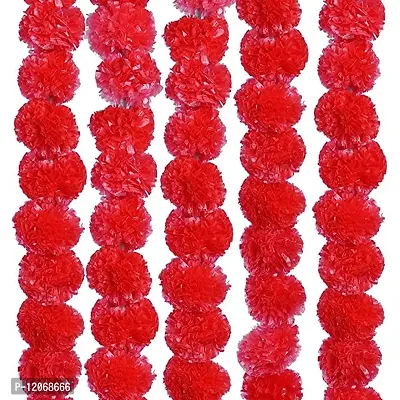 The Trends Set of 5 Red Garland of Artifical Marigold Flower/ gende ke phool ki mala for Decoration of Home/Shop/Office/Building/Gates/Temples/ on Diwali/Durga Pooja/Navratri/dussehra/Marriages-thumb2