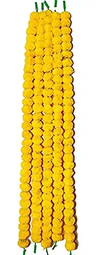 The Trends Set of 5 Garland of Artifical Marigold Flower/Gende ke phool ki mala for Decoration of Home/Shop/Office/Gates/Temples/on Diwali/Durga Pooja/Navratri/dussehra/Marriages - (Lemon Yellow)-thumb3