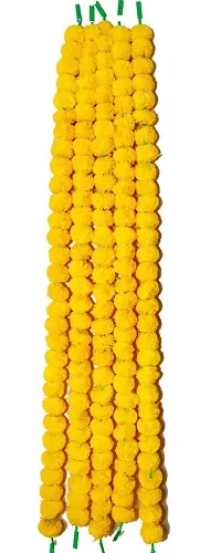 The Trends Set of 5 Garland of Artifical Marigold Flower/Gende ke phool ki mala for Decoration of Home/Shop/Office/Gates/Temples/on Diwali/Durga Pooja/Navratri/dussehra/Marriages - (Lemon Yellow)-thumb1