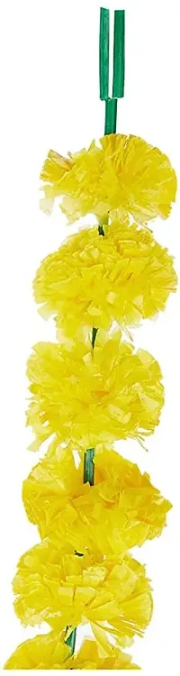 The Trends Set of 5 Garland of Artifical Marigold Flower/ Gende ke phool ki mala for Decoration of Home/Shop/Office/Gates/Temples/ on Diwali/Durga Pooja/Navratri/dussehra/Marriages - (Yellow)-thumb1