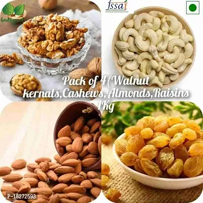 Combo Dry fruits pack of Walnut kernels,Cashews,Almonds)1Kg Kernels