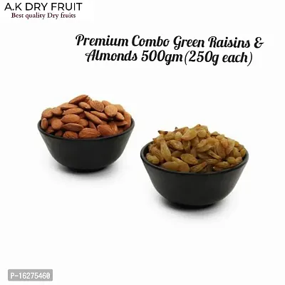 Premium Combo Green Raisins  Almonds 500gm(250g each)-thumb0