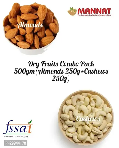 Dry Fruits Combo Pack 500gm(Almonds 250g+Cashews 250g)