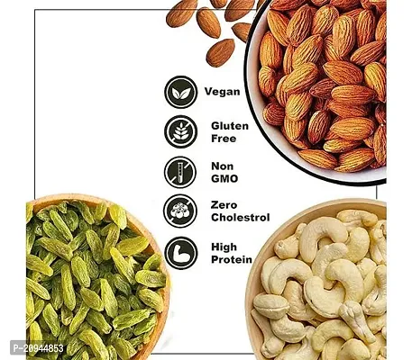 Dry Fruits Combo Pack 300gm(Cashews 100g+Almonds 100g+Green Raisins 100g)-thumb3