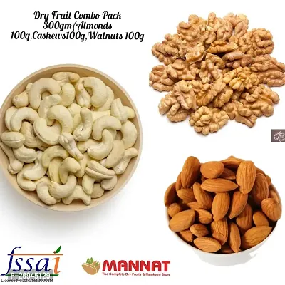 Dry Fruits Combo Pack 300gm(Almonds 100g+Cashews 100g+Walnuts 100g)-thumb0