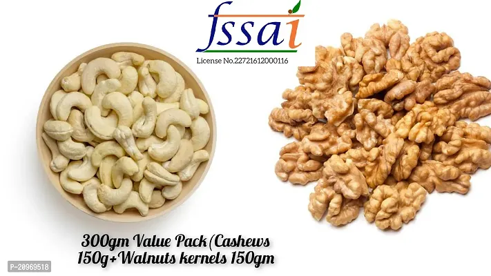 Dry Fruit Value Pack(Cashews 150g+Walnuts kernels 150g)