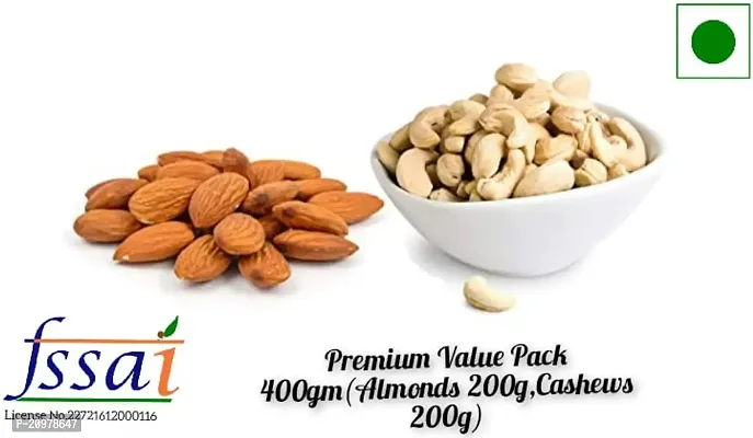 Premium Value Pack  400gm(Almonds 200g,Cashews 200g)