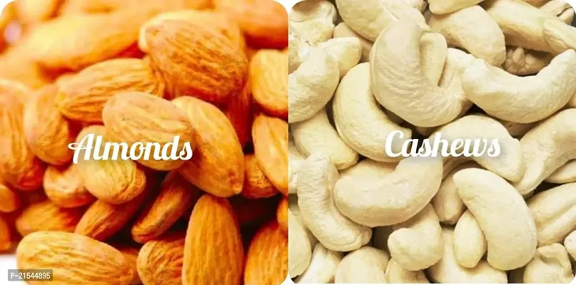 Organic  Almonds Premium Large  Cashews 500gm(250gm each)