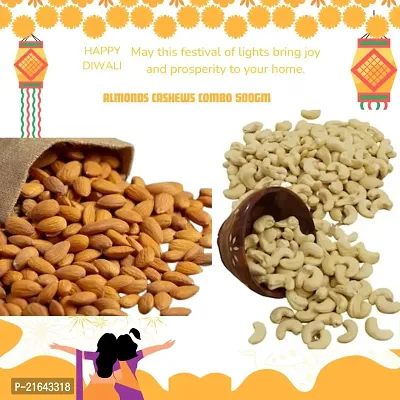 Californian Almonds/Premium Cashews  Combo Pack 500Gm(250g each)Badam,Kaju