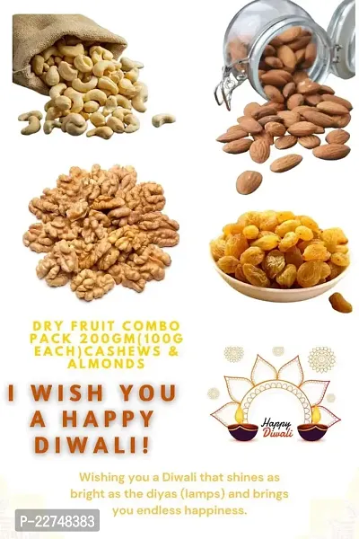 Premium Dry fruits Pack 1kg(250g each)Cashews/Almonds/Walnuts without shell/Raisins
