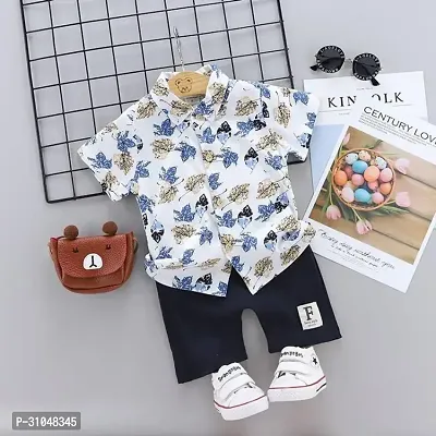 Elegant Cotton Blend Printed Shirts with Shorts For Kids-thumb0