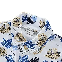 Fabulous White Cotton Blend Printed Shirts with Shorts For Boys-thumb3