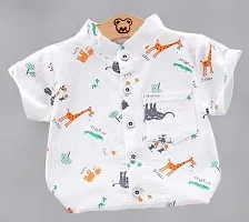 Fabulous White Cotton Blend Printed Shirts with Shorts For Boys-thumb2