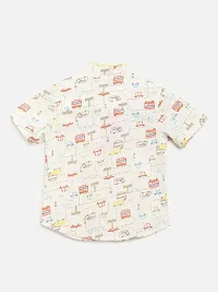 Half Sleeves Vehicles Print Shirt  Shorts Set - White  Yellow-thumb1