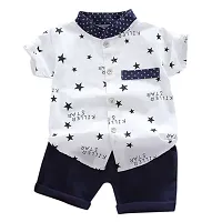 Baby Boys  Baby Girls Casual Shirt Shorts  (White)-thumb2