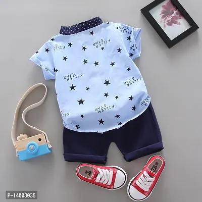 Baby Boys  Baby Girls Casual Shirt Shorts  (Blue)-thumb5