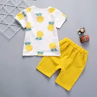 Half Sleeves PINEAPPLE Print Shirt  Shorts Set - White  YELLOW-thumb4