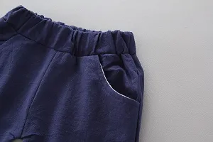 Half Sleeves ABCD Print Shirt  Shorts Set - White  Navy-thumb1