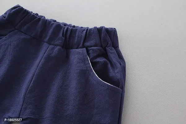 Half Sleeves ABCD Print Shirt  Shorts Set - White  Navy-thumb2
