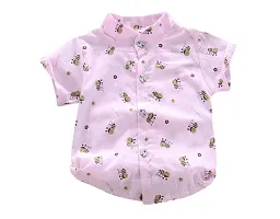 Half Sleeves Toko Twill Fabric Honeybee Print Shirt pink-thumb1