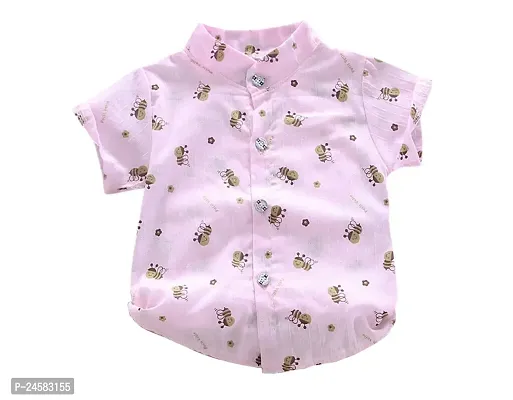 Half Sleeves Toko Twill Fabric Honeybee Print Shirt pink-thumb2