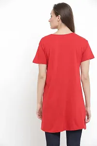 RRAVAYKI Women's Half Sleeve Long T-Shirt (Red+Orange)-thumb3