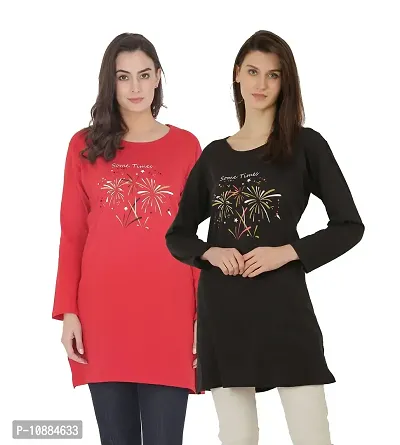 RRAVAYKI Women's Printed Long T-Shirt