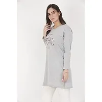 RRAVAYKI Women's Printed Long T-Shirt (Orange+Light Grey)-thumb2