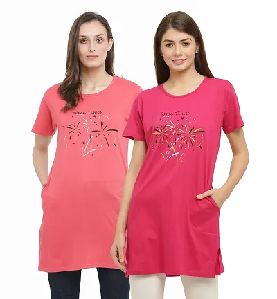 RRAVAYKI Women's Printed Long T-Shirt
