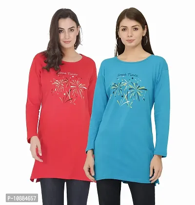 Buy RRAVAYKI Cotton Printed Full Sleeves Round Neck Regular Fit T