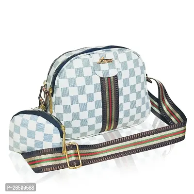 Stylish Checked PU Handbags With Sling Straps For Women-thumb0
